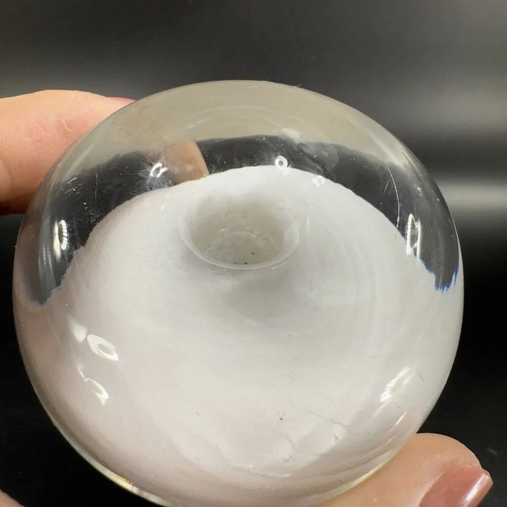 Venetian Hand Blown Clear White Cased‎ Paperweight Glass Pen Holder Decor Italy